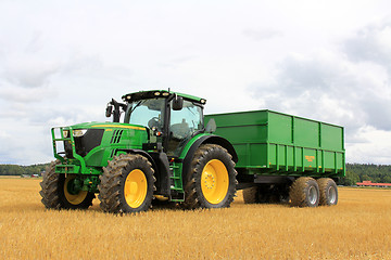 Image showing John Deere 6170R Agricultural Tractor and Palmse 1900 Trailer