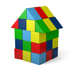 Image showing Toy house made of cubes