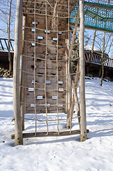 Image showing rope climb wooden construction snow winter 