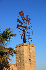Image showing Old broken down windmill