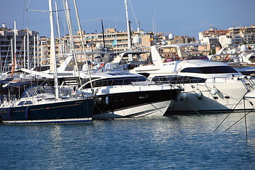 Image showing Luxury yachts in harbour