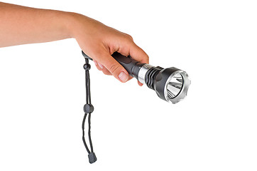 Image showing Hand hold powerful LED flashlight