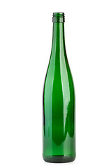 Image showing Empty green wine bottle