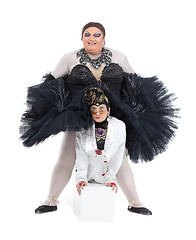 Image showing Two drag queens performing together