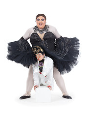 Image showing Two drag queens performing together