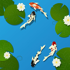 Image showing Koi fish and lotus