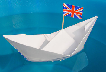 Image showing Paper ship with UK Flag