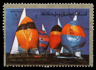 Image showing Stamp printed in the Ajman shows Sailing, Summer Olympics