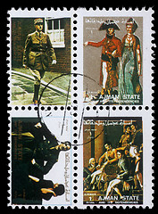 Image showing Collection of stamps printed in Ajman showing pictures of a famous mens and women