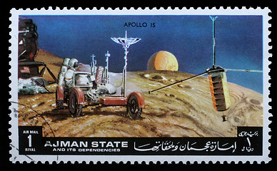 Image showing Stamp printed by Ajman shows Apollo 15 - TV Broadcasting