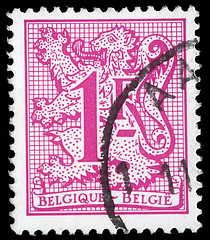 Image showing Stamp printed in BELGIUM shows image of The coat of arms of the Kingdom of Belgium bears a lion, called the Belgian Lion, or Leo Belgicus