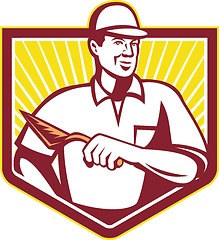 Image showing Tiler Plasterer Mason Masonry Worker Retro