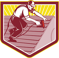 Image showing Roofer Roofing Worker Retro