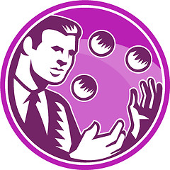 Image showing Businessman Juggler Juggling Balls Retro