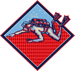 Image showing Scuba Diver Diving Retro