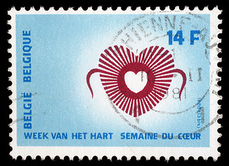 Image showing Stamp printed in Belgium dedicated to week of heart