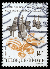 Image showing Stamp printed by Belgium dedicated to 40th Anniversary of Chapel 'Queen Elizabeth'