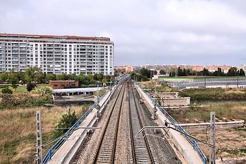 Image showing Railroad tracks in Spain