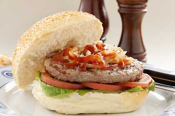 Image showing Hamburger With Ketchup