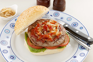 Image showing Hamburger With Ketchup