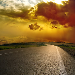 Image showing dramatic sky over asphalt road