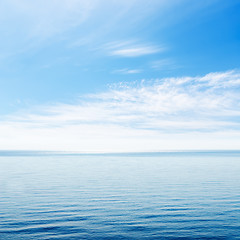 Image showing blue sea and cloudy sky over it