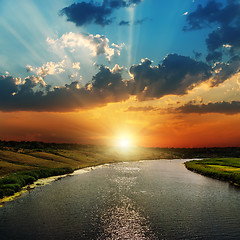 Image showing sunset over river