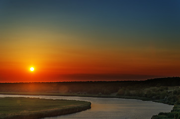 Image showing good sunset over river