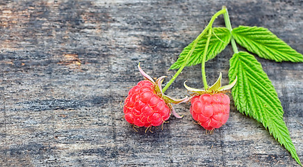 Image showing two fresh raspberries