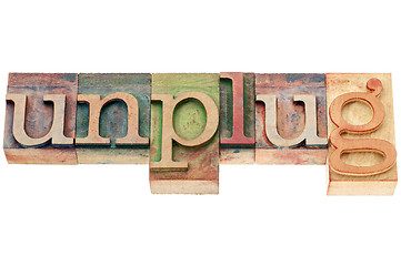 Image showing unplug word in wood type