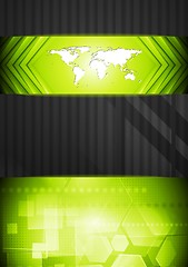 Image showing Vector tech background with world map