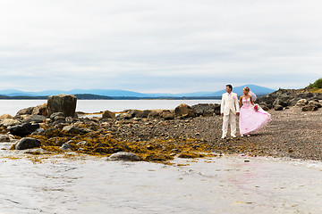 Image showing The groom and the bride on nature