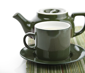 Image showing Green Tea Pot And Cup