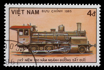 Image showing Stamp printed in Vietnam showing steam locomotive