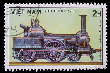 Image showing Stamp printed in Vietnam showing steam locomotive