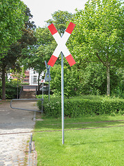 Image showing Train level crossing