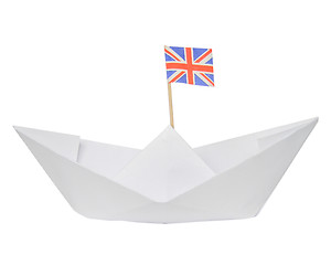 Image showing Paper ship with UK Flag