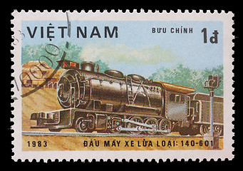 Image showing Stamp printed in the Vietnam, shows steam locomotive, Class 140-601