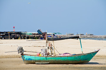 Image showing Old fisherman boat on beach