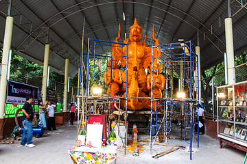 Image showing UBONRATCHATHANI, THAILAND - JULY 23: Candles are carved out of w