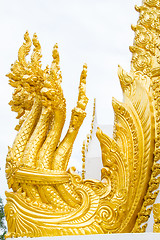 Image showing Thai dragon, golden Naga statue in temple