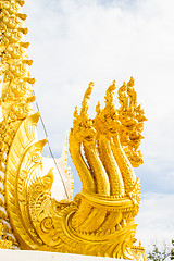 Image showing Thai dragon, golden Naga statue in temple