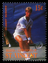 Image showing Stamp printed in Grenadines of St. Vincent shows Tennis Players Anders Jarryd