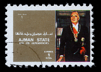 Image showing Stamp printed by Ajman shows King Boudewijn of Belgium