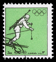 Image showing Stamp printed in Ajman shows biathlonist