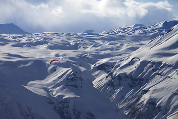 Image showing Speed riding in winter mountains