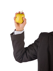 Image showing Modern businessman giving apple