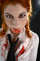 Image showing schoolgirl with blood all over