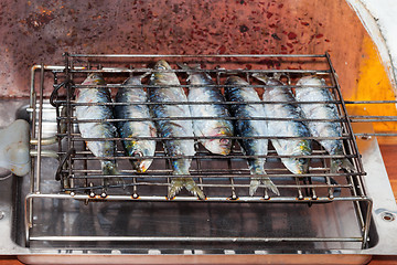 Image showing Fresh sardines on the grill