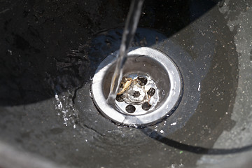 Image showing Water flows into drain hole